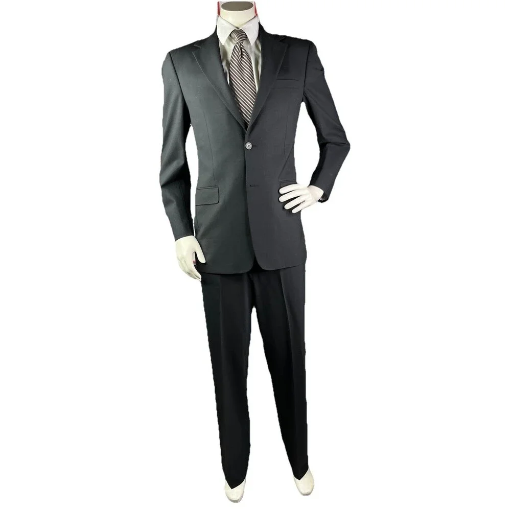 THEORY Premium Men’s 2pc Suit 38R 34x31 Recent 100% Wool Suit Jacket Pants Black